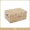 Cesta de Almacenamiento Grande con Tapa Caja de Almacenamiento para el Hogar Cesta para Artículos Varios Caja de Almacenamiento de Escritorio Cesta de Almacenamiento de Ropa y Snacks de Imitación de Ratán