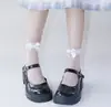 Meias de Renda Estilo Ballet com Laço e Bolinhas, Babados, Verão Finas de Seda de Vidro, Lolita Japonesa JK, Meia-Calça Média para Mulheres