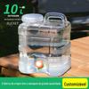 Balde de armazenamento de água para camping ao ar livre, 10 litros, branco transparente, grau alimentício PC com torneira, garrafa de água pura para carro, autocondução