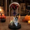 Adorno de Flor Preservada en Cúpula de Vidrio para Halloween Rosa Calavera Araña Luz Decorativa Transfronterizo Vacaciones Mesa Ambiente Fiesta