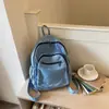 Mochila de Mezclilla Artística Estilo Japonés para Mujer 2026 Nueva Mochila Casual Estudiante Universitario Viajero Bolsa Escolar Ins Nicho