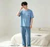 Pijamas de verano para hombre, nuevos pijamas de verano, ligeros, a cuadros, de manga corta, sencillos, cómodos, informales, para el hogar.