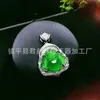 Pingente de Buda de Calcedônia Verde Gelo Novo de Alta Qualidade Banhado a Prata, Pingente Inlaid de Buda Maitreya de Ágata Jade para Mulheres