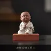 Figura de monje de arcilla púrpura estilo Zen chino, personaje de cerámica, monje pequeño lindo estilo budista, decoración de mesa de té