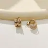 Brincos de Tarraxa Dourados em Formato de C Café Alta Qualidade Luxo Leve Retrô Brincos Versáteis para o Dia a Dia e para o Trabalho Argolas de Orelha de Nicho