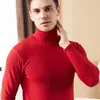 Roupa íntima térmica de ano de nascimento para idosos, forrada com fleece, para meia-idade e idosos, Long Johns, gola alta vermelha grande, masculina