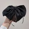 Grampo de Cabelo Estilo Retrô com Fita e Estampa de Leopardo, Laço de Cetim para Mulheres, Novo Grampo de Luxo para Rabo de Cavalo, Grampo de Cabelo Semi-Preso na Parte de Trás da Cabeça