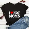 AMO MAMÁS CALIENTES letra blanco y negro Rojo AMOR Camiseta de manga corta de Comercio Exterior Europeo y Americano