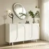 Gabinete de almacenamiento grande con forma de arco en relieve blanco puro, suave y anticolisión, adecuado para uso doméstico en salas de estar y dormitorios, gabinete con cajones de almacenamiento compartimentados