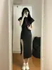 145 Shorty Deseo Puro Chica Picante Vestido Dividido para Mujer Cintura Ceñida Silueta A Ajustado Mediano y Largo XS Alta Combinación Verano