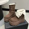 Botas de Neve Casuais com Solado Grosso de Uso Duplo para Mulheres, Nova Moda Outono/Inverno 2026 Botas Versáteis Confortáveis com Forro de Pelúcia de Cano Médio para Mulheres