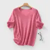 Suéter de Punto de Mezcla de Lana Nuevo Estilo Otoño e Invierno 2026 Suave y Liso Apto para la Piel de Manga Corta con Cuello en V para Mujer en Stock