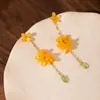 Nuevos Pendientes de Flor con Perlas para Mujer de Primavera y Verano, Pendientes Sencillos de Borla Super Hada Osmanthus para Mujer, Pendientes de Nicho Dulces y Suaves
