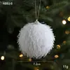 Bolas de Natal de Espuma, Decorações de Pétalas Brancas, Enfeites de Árvore de Natal com Pó Adesivo, Acessórios de Decoração de Atmosfera, Suprimentos Decorativos