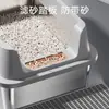 Caixa de areia para gatos extra grande de aço inoxidável, semi-fechada, vaso sanitário para gatos anti-vazamento, bandeja de areia para gatos, suprimentos para animais de estimação atacado