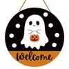 Amazon Mais Vendido Halloween Caveira Fantasma Teia de Aranha Placa de Porta de Madeira Pingente de Decoração de Casa de Madeira Impressão
