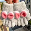 Lindos Guantes de Lana Tejida de Peluche para Niños en Otoño e Invierno para Prevenir el Frío y Mantener Caliente Guantes Completos con Lazo Estudiantiles para Exteriores