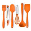 Mini utensilios de cocina de silicona de 6 piezas, utensilios de cocina de una sola pieza, juego de pinzas para alimentos, para hornear pasteles y batir huevos