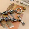 Pulseira de Caveira Vintage Yu Hong Estilo Punk Fashionável com Letras Ousadas para Homens e Mulheres Casais, Direto do Fabricante