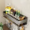 Prateleira de Cozinha Prateleira de Especiarias Sem Perfuração Doméstica Multifuncional Armazenamento de Especiarias Prateleira de Armazenamento de Especiarias de Parede