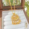 Collar Colgante de Cerradura de Campana de Cinco Bendiciones Estilo Palacio Retro para Mujer, Joyería al por Mayor con Colgante de Cerradura de Paz Hueca Chapada en Oro