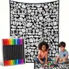 Manta Criativa para Colorir DIY Grafite Desenho em Linha Preto e Branco Manta Pintada à Mão para Lazer em Casa Manta Multifuncional para Soneca Venda por Atacado