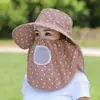 Sombrero de Protección Solar para Mujer, Máscara Parasol, Ala Ancha Grande, Sombrero Versátil, Protección UV, Adecuado para Recoger Té, Sanidad, Trabajo Agrícola, Sombrero de Ala Ancha Grande para Adulto
