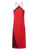 2026 Nueva Moda Europea y Americana para Mujer Vestido Sexy de Bloques de Color con Cuello Halter para Comercio Transfronterizo