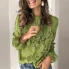 2024 Amazon transfronterizo lista de deseos europeo y americano ebay nueva camisa de manga larga acampanada con encaje calado ropa de mujer ahora
