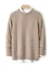 Suéter de lana 100% grueso de cinco agujas y tres hebras para hombre, cuello redondo, patrón jacquard, tejido de punto holgado, capa base de cachemira para otoño e invierno