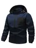 Chaqueta abrigo casual versátil de moda para hombre, para deportes al aire libre, con cuello alto, suelta, con capucha desmontable