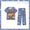 2026 Desenho Animado Gola Redonda Meninas Fofas Adolescentes Meninos Roupas de Casa Manga Curta Calça Longa Novas Pijamas de Verão Atacado