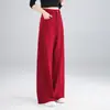 Pantalones Rojos de Pierna Ancha con Pedrería para Mujer, Novedad Primavera y Otoño 2026 de Cintura Alta Holgados Rectos Adelgazantes Casuales