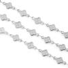 Cadena de trébol de cuatro hojas de acero inoxidable nueva de uso versátil, cadena de eslabones hecha a mano, cadena con relieve de cruz, accesorios de joyería de acero de titanio para bricolaje, cadena decorativa