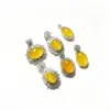 Pingente de calcedônia de ágata amarelo gelo em forma de ovo de pombo, colar de jade de ágata feminino, suprimento para live stream, múltiplos estilos disponíveis