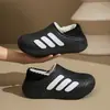 Pantuflas de algodón impermeables para mujer, modelo nuevo para parejas, aptas para uso en exteriores y en casa, con forro polar añadido para mayor calidez, antideslizantes, de suela gruesa, pantuflas de meter para hombre, otoño e invierno