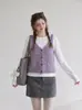 Chaleco de punto estilo coreano con cuello en V para mujer, cárdigan corto de un solo botón para principios de otoño, top exterior para superponer