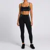 Conjunto de entrenamiento fitness para Pilates, sujetador deportivo push-up de cuello halter estilo europeo y americano, sensación de segunda piel, alta elasticidad, ajuste ceñido