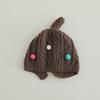 Gorro de Lana para Bebé de Otoño e Invierno, Lindo Gorro de Bebé con Botón Puntiagudo, Ranura Trasera, Gorro de Punto Cálido para Niños, Exportación