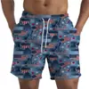 Populares Shorts de Secado Rápido para Hombres Jóvenes de Verano Pantalones de Playa con Estampado Digital 3D del Día de la Independencia Pantalones Casuales de Playa
