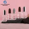 Em estoque 8ml frasco de vidro transparente redondo reto com conta-gotas de pressão, frasco para óleos essenciais, frasco dispensador para produtos de skincare, frasco vazio portátil para amostras