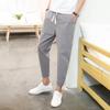 Calças masculinas de verão 2022 Slim Fit Algodão e Linho Comprimento do tornozelo Calças finas Harlan Leg Casual Calças masculinas Moda Calças de comprimento 9 para cabelo