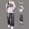 Traje de verano de manga corta para niños, camiseta de moda ins con jeans de calle, fresco y guapo para adolescentes