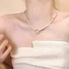 Collar de Perlas Shijia 2025 Nuevo Nicho de Lujo Ligero de Alta Gama Elegante Joyería de Plata Versátil Cadena para Clavícula con Colgante Superpuesto