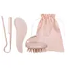 Set de Regalo de Peine para Peluquería Paja de Trigo Cepillo Limpiador de Champú Forma Esponjosa Peine de Dientes Anchos Tablero Peine para el Cabello sin Nudos
