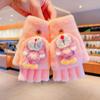 Guantes infantiles al por mayor de fábrica invierno niños y niñas estudiantes escritura medio dedo abatible oso lindo manga para dedo descubierto