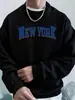 Sudadera de Bolsillo Estampada Empire State New York para Hombre Sudadera Deportiva Urbana Cuello Redondo Top Casual Ropa Básica