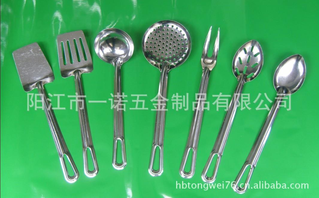 A-024C不锈钢全柄大厨具漏勺平铲肉叉粥勺