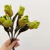 Morandi Lujo Ligero PU Tulipán Flor Artificial Ramo Decoración de Interior Adorno de Mesa Ramo de Boda Flores Artificiales