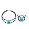 Collar y Pulsera de Doble Capa con Colgante Negro de Acrílico de Moda de Venta Caliente Transfronteriza para Mujer, Joyería Simple Vintage al por Mayor